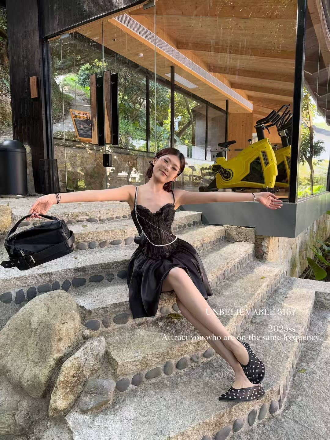 Chilli Girl Collection - Wholesale Dress - Women's - Camisole style corset bubble lace dress in black 2