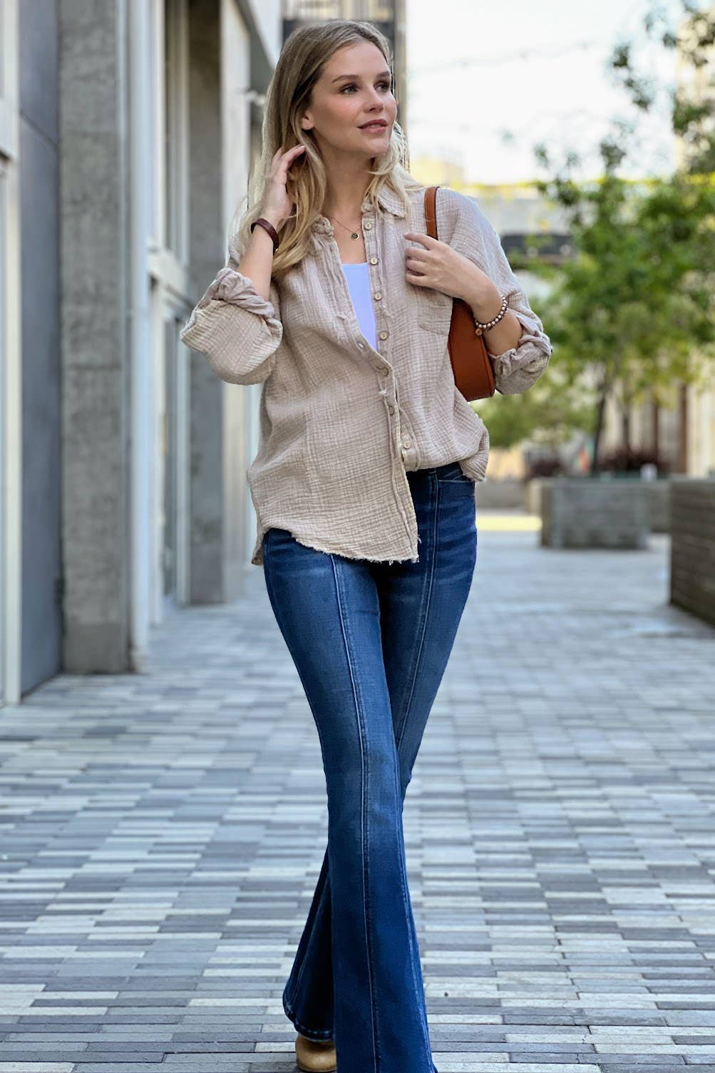 42POPS - Wholesale Button Down Shirt - Women's - `.Washed Double Gauze Button Down Shirt13