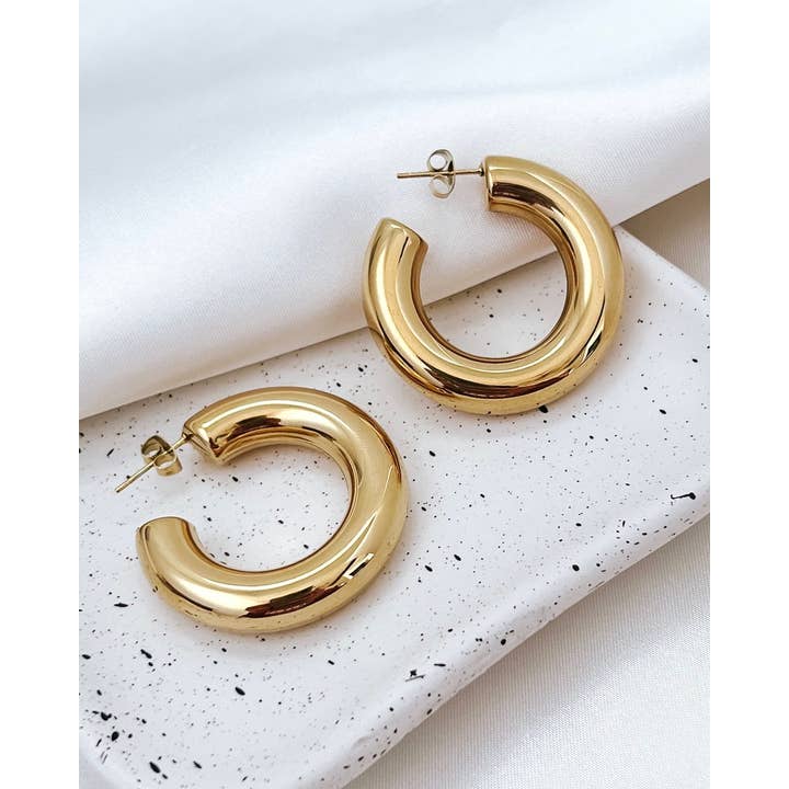 Beljoy - Wholesale Hoop Earrings - Efa Gold Everyday Hoop Earrings
