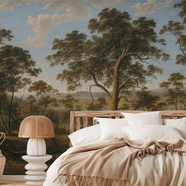 Vintage Donker Bos Muurschildering: Rustieke Zelfklevende Behangpapier voor wholesale door SimurgWallArts