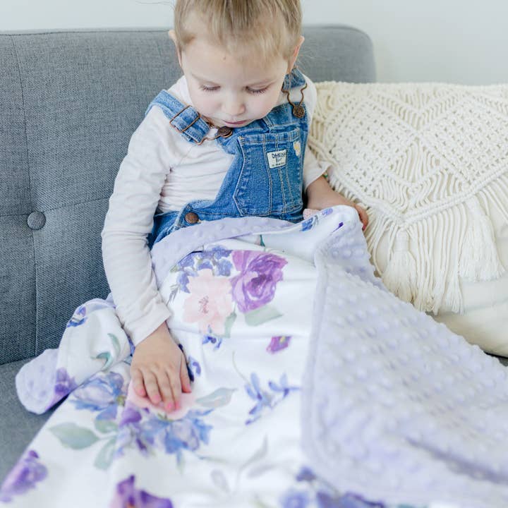 Honey Lemonade- Minky Baby Blankets and Gifts – wholesale Filtar – Barn och baby – Premium Baby & Småbarn filt - lila & rodna blommig