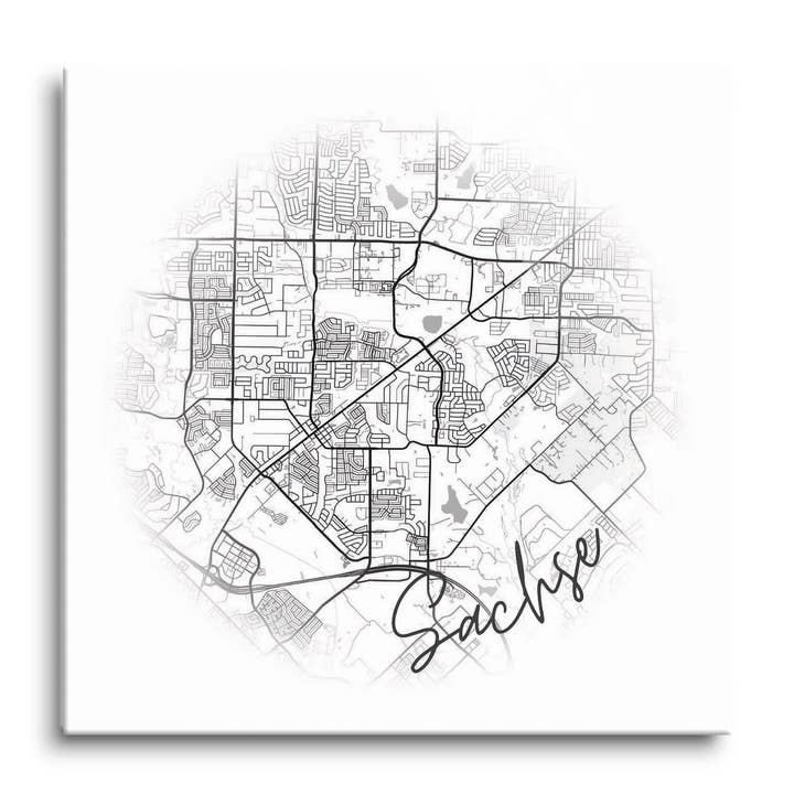 Minimalistic B&W Texas Sachse Circle|8x8 Glass Plaque for wholesale by Love Local