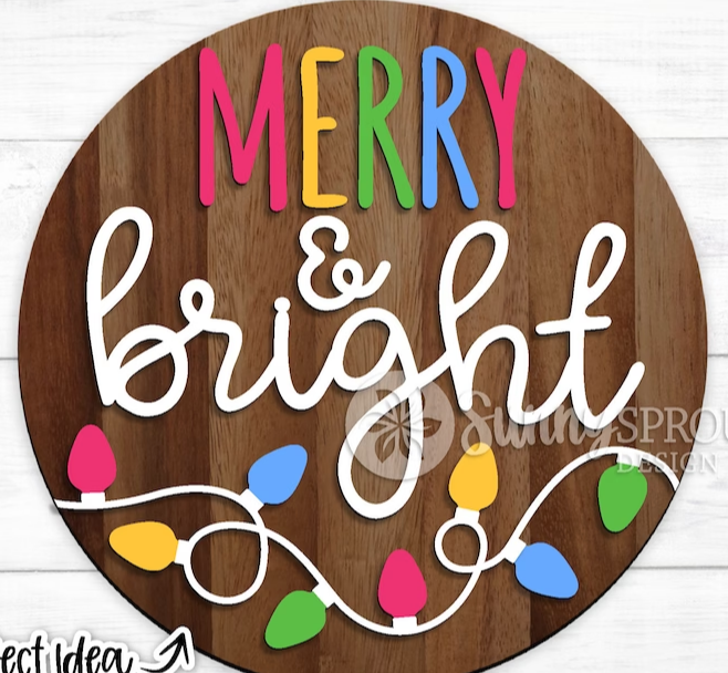 Kate's Blanks - Vente Kit de bricolage - Noël - Joyeux et lumineux accroche-porte DiY | Panneau en bois | Maison3