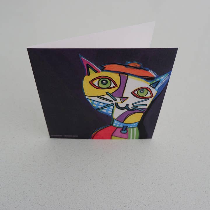 Retrophiliac - Vendita all'ingrosso Biglietti di auguri generici - Biglietto di auguri con nota di gatto astratto Picatso Picasso