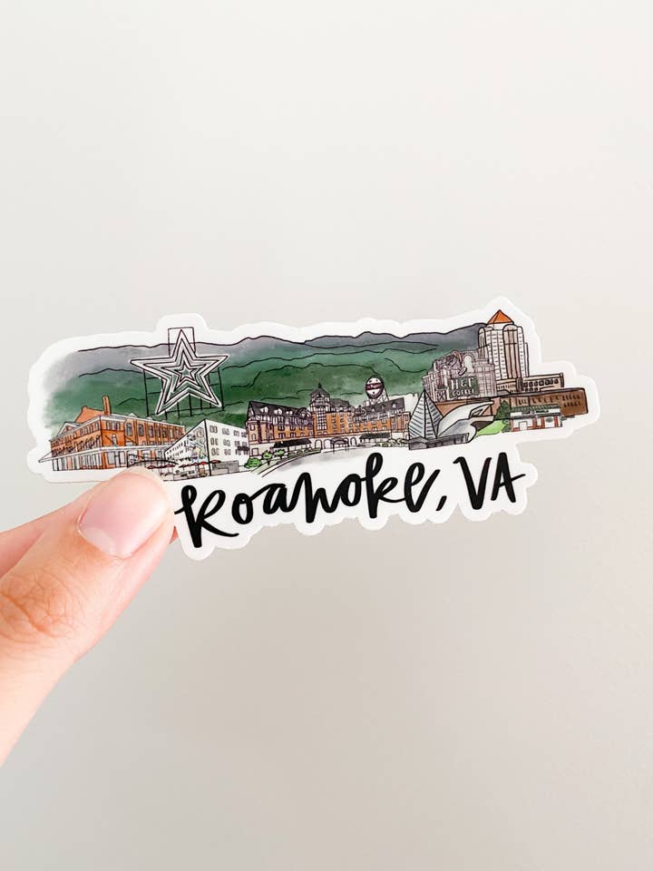 Thirteenwinks – Großhandel Aufkleber – Roanoke Virginia Skyline Aufkleber, groß, 12,7 x 5,1 cm0
