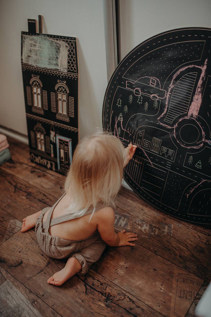 milin - Venta al por mayor Juguete de madera - Niños - Pizarra de carretera, juguete de madera con tiza6