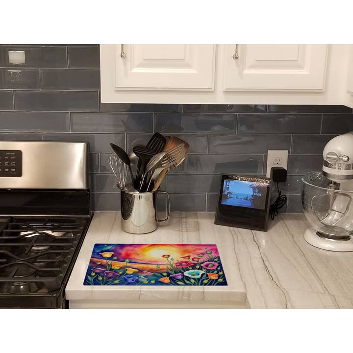 Caroline's Treasures - Wholesale Cutting board - Lisianthus in Color Glass Cutting Board Large