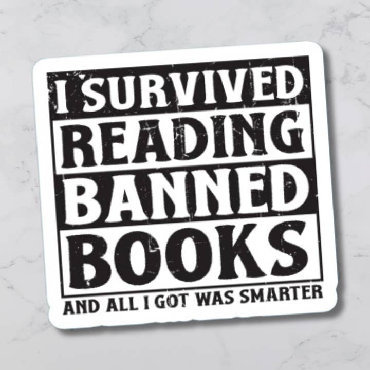 "I Survived Reading Banned Books" Diecut for wholesale by Designs by Mel & Co