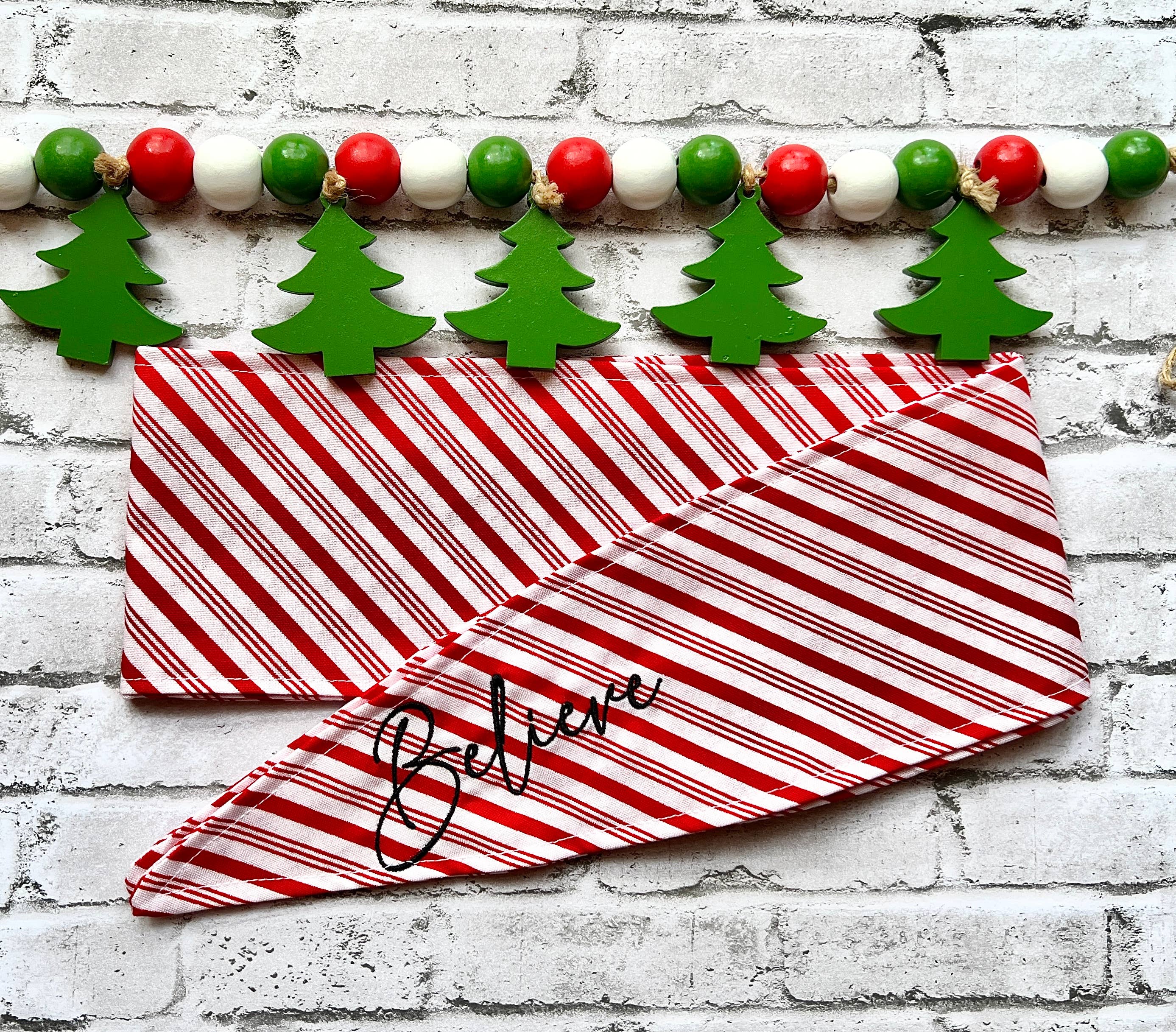 The Funky Soul - Wholesale Scarf - Women's - Believe Red & White Striped Christmas Ascot Scarf7