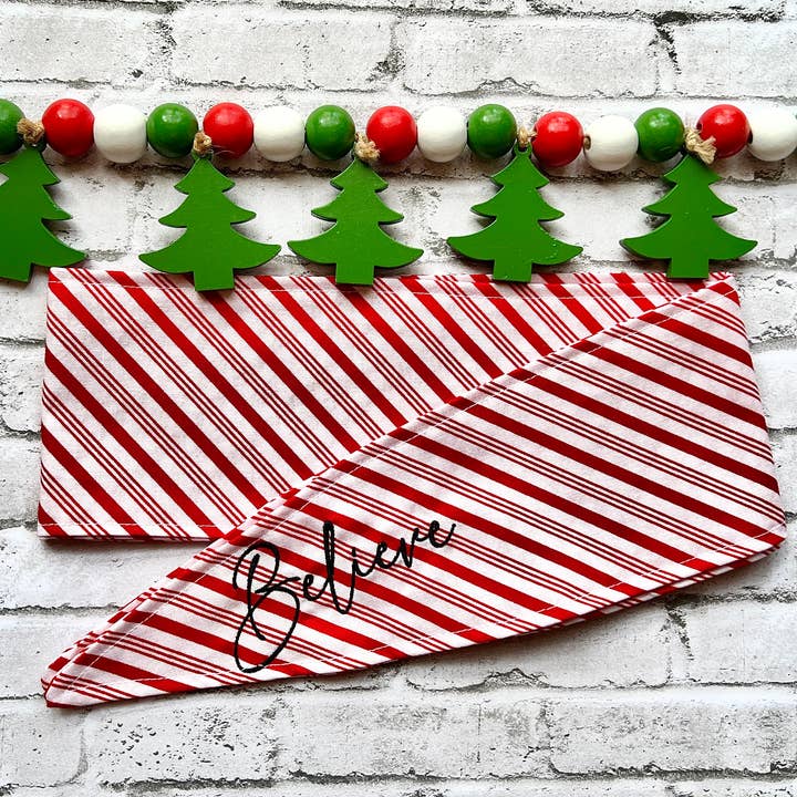 The Funky Soul - Wholesale Scarf - Women's - Believe Red & White Striped Christmas Ascot Scarf7