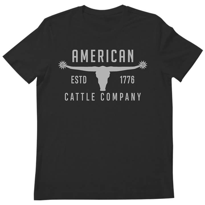 Bull Spurs Tee-Black Frost for wholesale by American Cattle Co