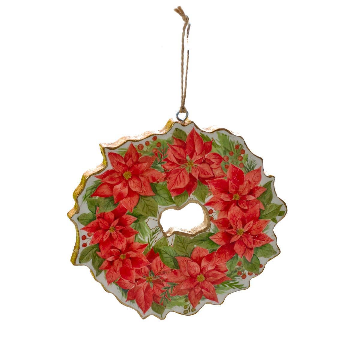 Langs - Venta al por mayor Decoración navideña - Colgador de Corona con Forma de Madera de Flor de Pascua1