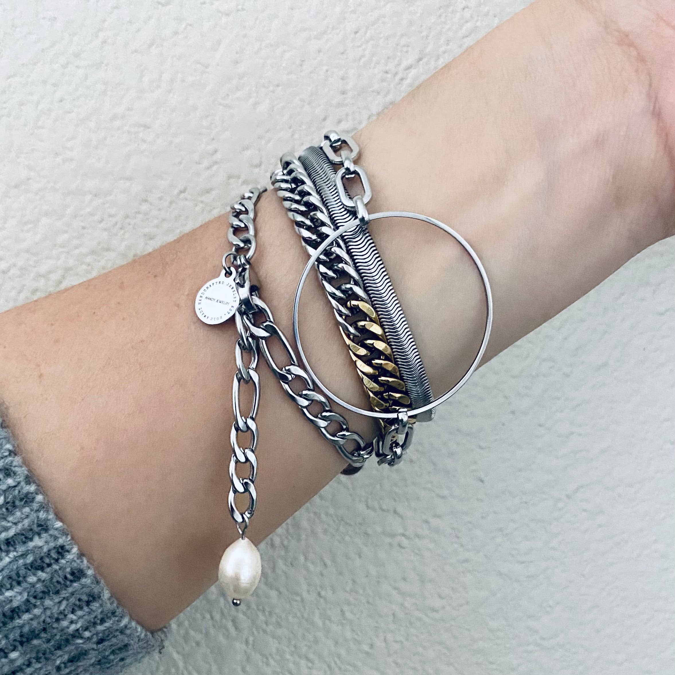 Amady Jewelry - Wholesale Link & Chain Bracelet - Silver Bracelet Herringbone Snake chain stainless steel 316L3