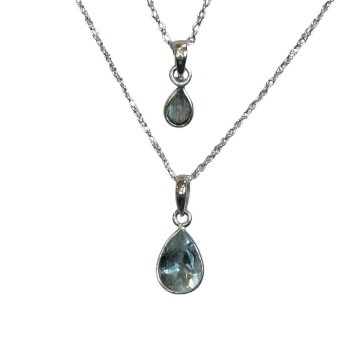 Asia West - Wholesale Pendant/charm necklace - Blue Topaz Teardrop Pendant Necklace 8