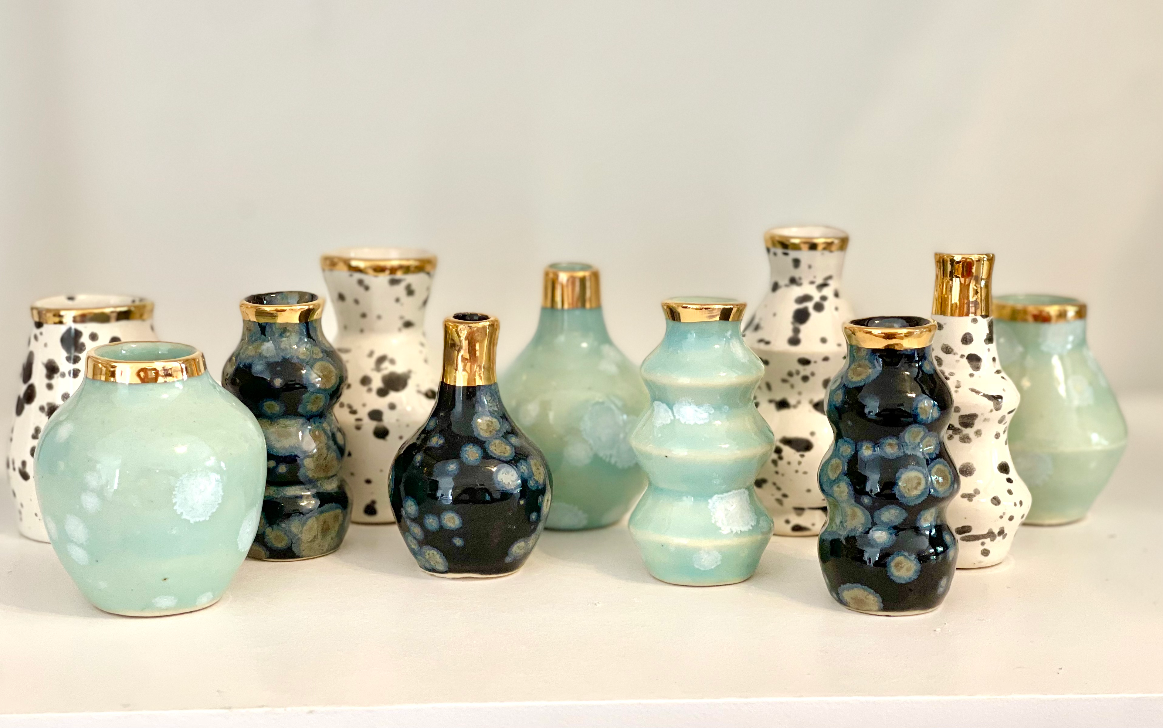 Leslie Ponder Studios - Wholesale Vase - BULK - 20 Mini Bud Vases (choose your colors, read below)3