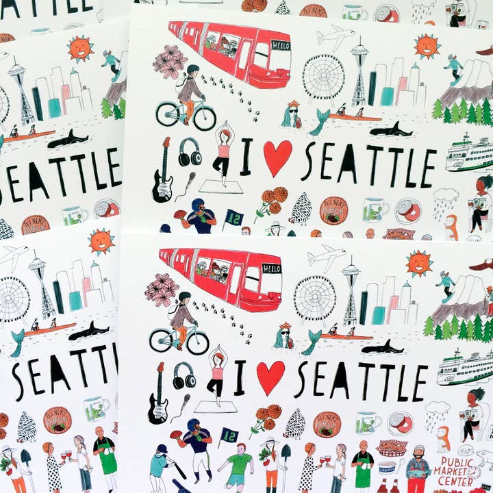 Honeyberry Studios - Wholesale Love Card - I Love Seattle Greeting Card