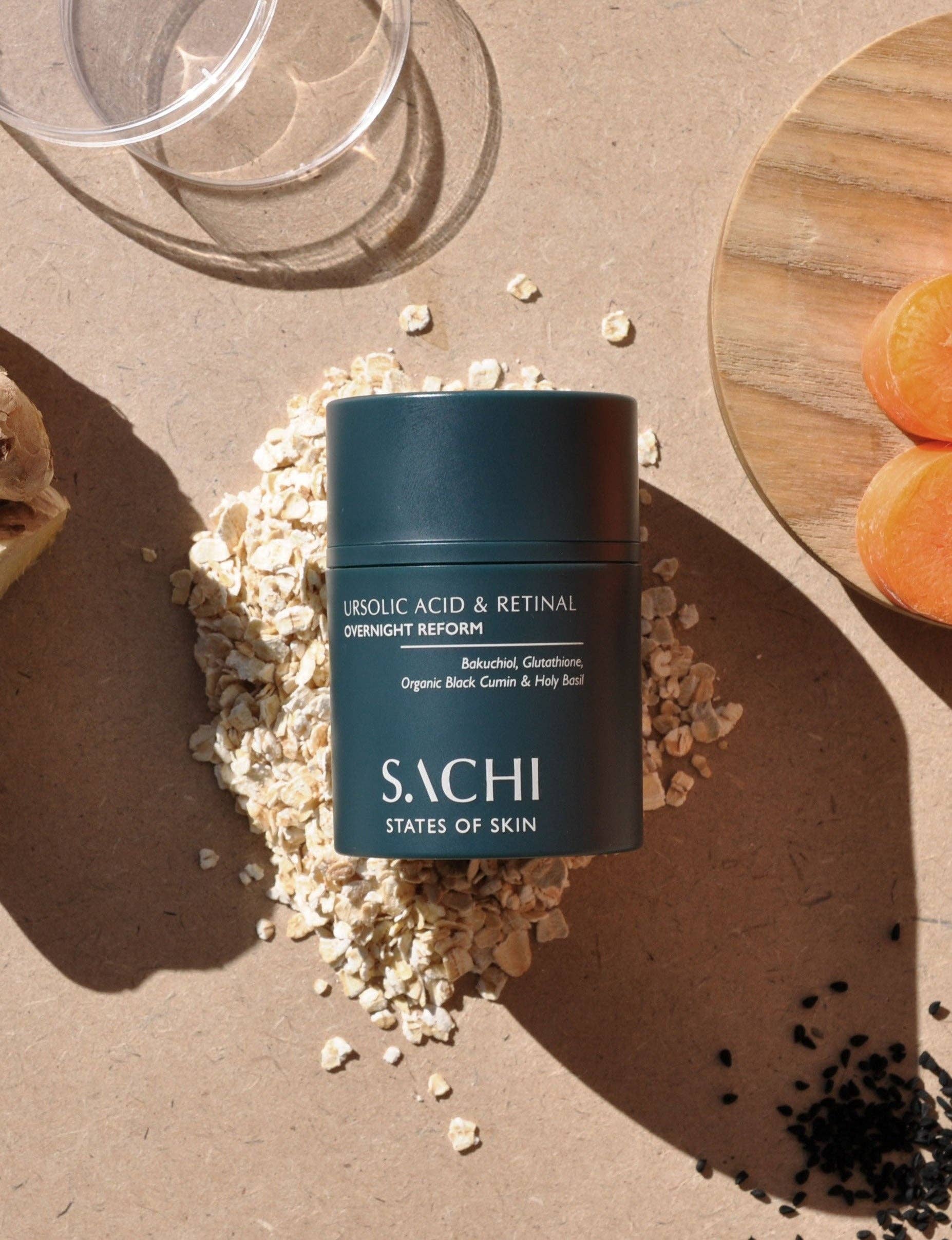 Sachi Skin – wholesale Facial moisturiser – Ursolic Acid & Retinal Overnight Reform - 30ml6