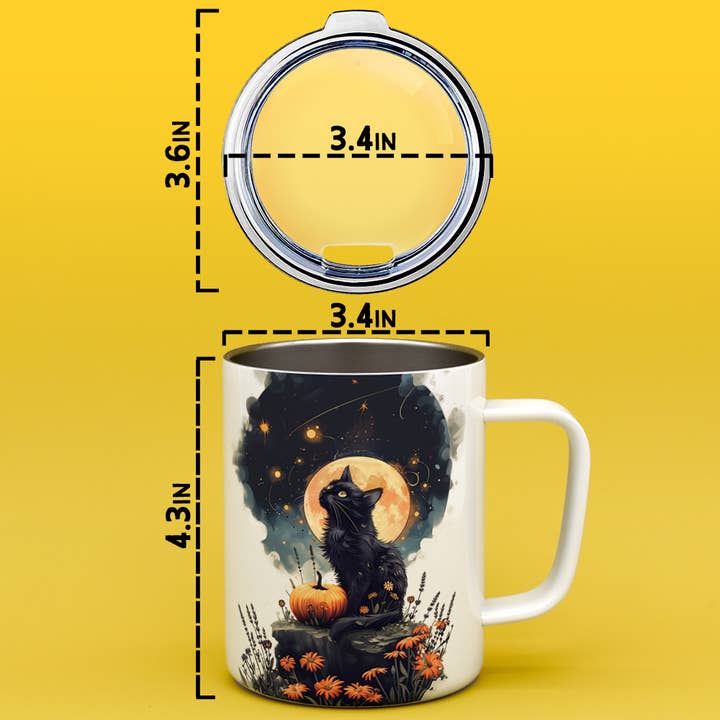 Loftipop - Vente Gourde/bouteille isotherme - Mug de voyage Witchy Autumn Full Moon Cat, cadeaux d'automne pour Halloween2