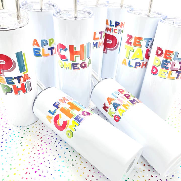 Sarahndipity Shop - Wholesale Insulated Mug/Tumbler - Sorority Insulated Tumbler - Color Block Design