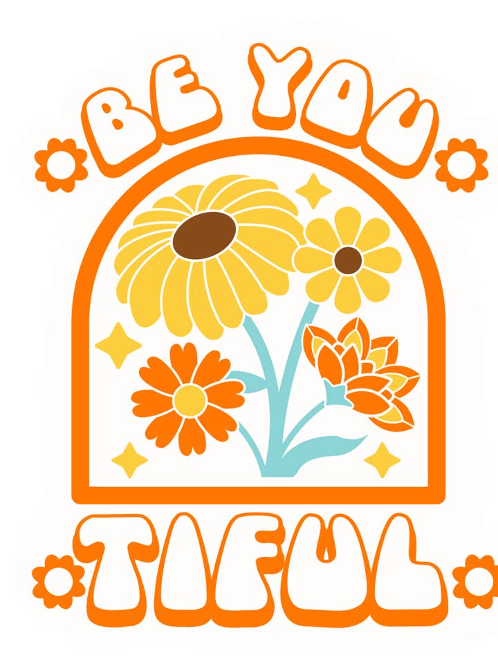 Be*You*Tiful Matte Vinyl Sticker for wholesale by Dorkish Designs