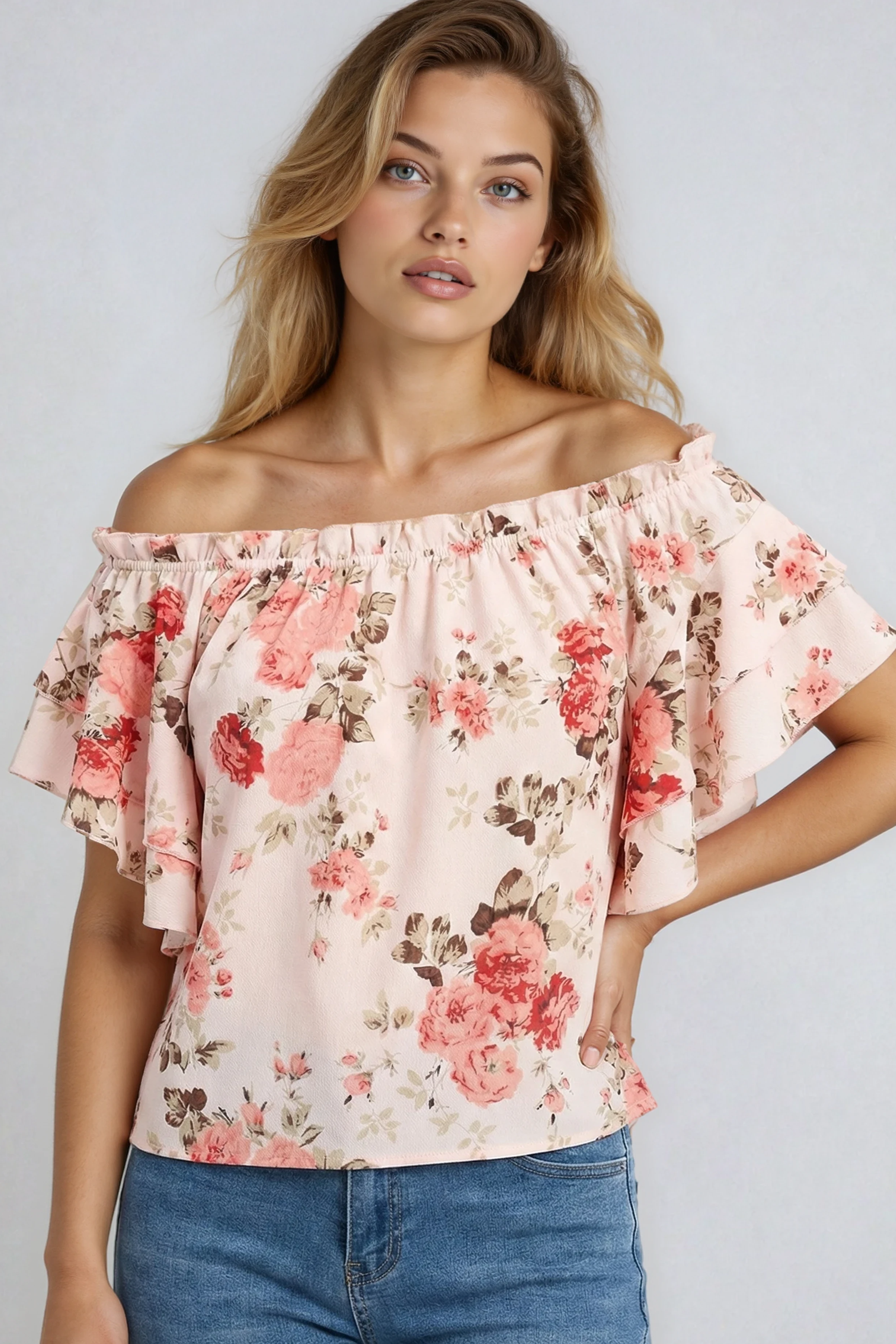 Miss Sparkling - Vente Chemisier – femme - Blouse fleurie à épaules dénudées4