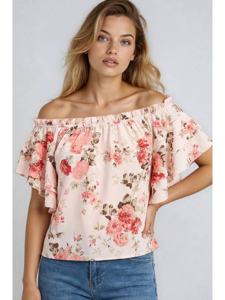 Miss Sparkling - Vente Chemisier – femme - Blouse fleurie à épaules dénudées4