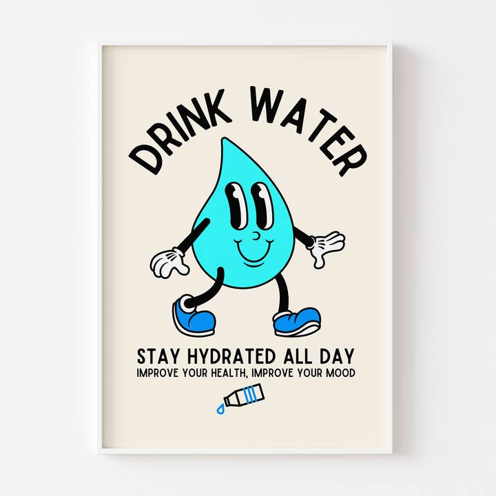 Imprimé de caractère rétro pour boire de l'eau pour la vente par Mother & Sun Studio