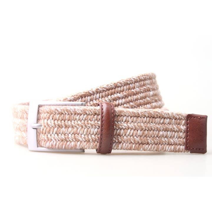 Bruin Darren Gedraaid Garen Geweven Stretch 3,5 CM Riem - Tan voor groothandel op Faire2