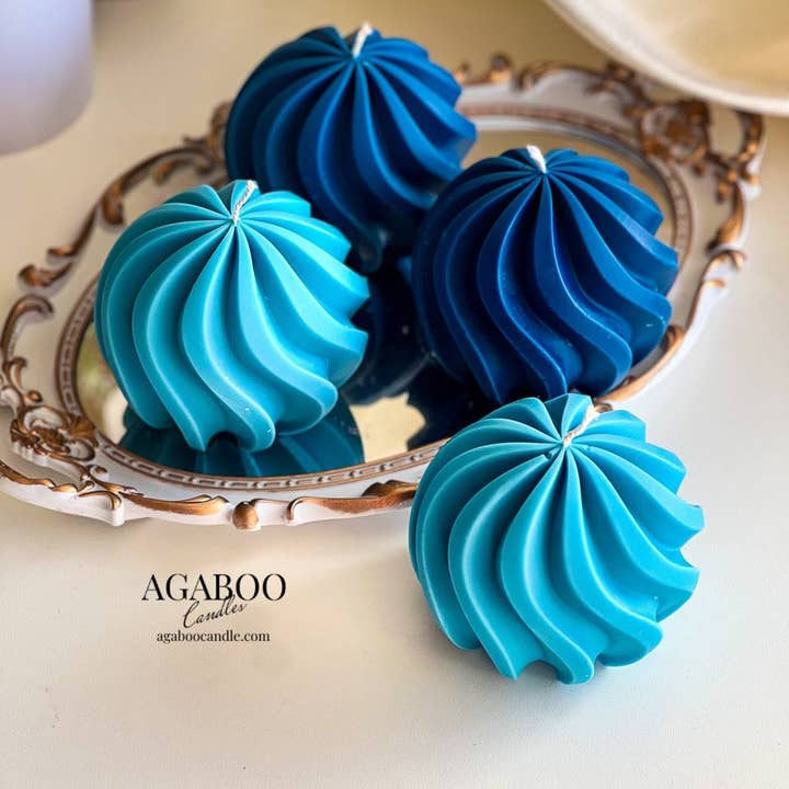 Agaboo Candle - Wholesale Novelty Candle - Artisan Swirl Ball Candle 4x4in - Shaped