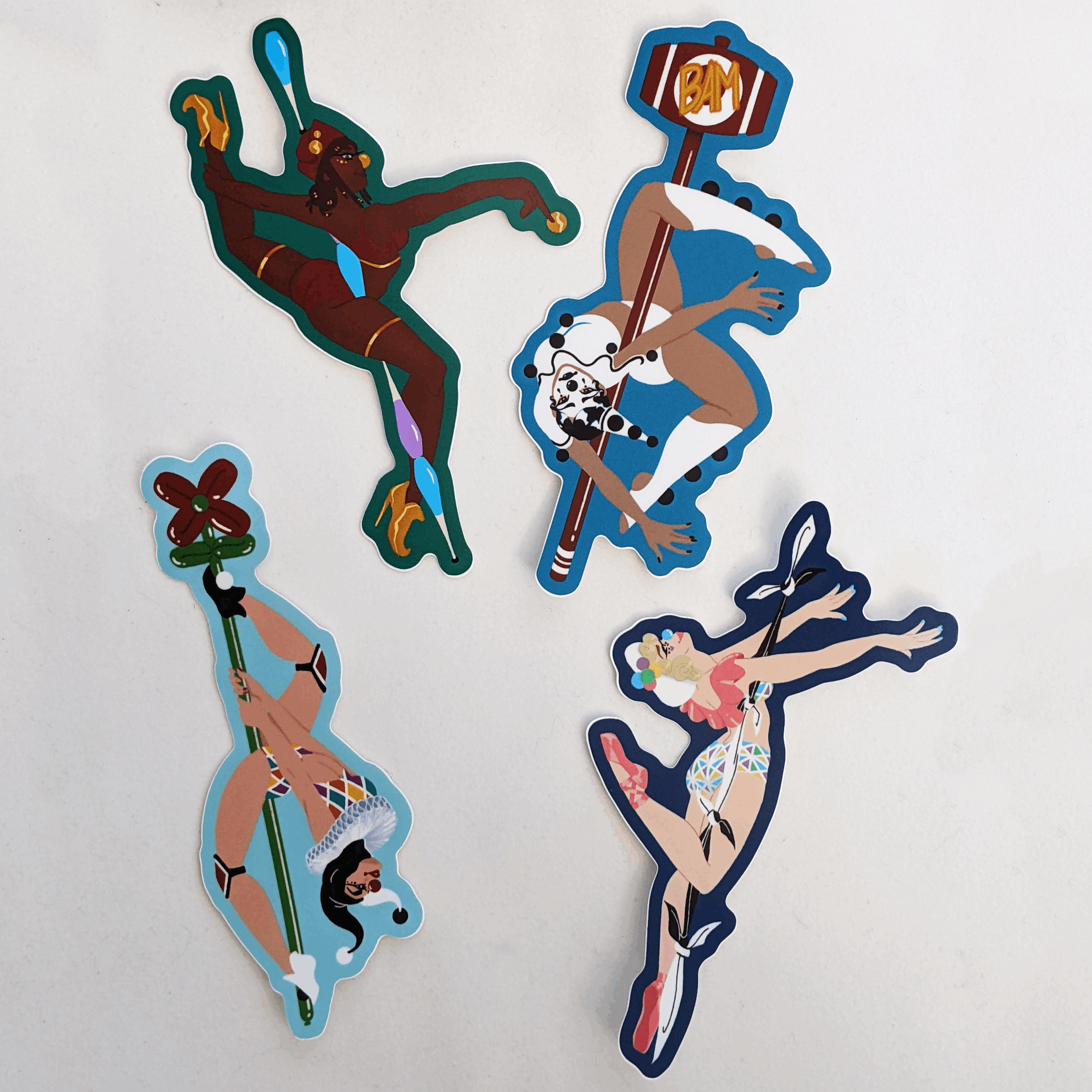 Amy in the Aether Art - Wholesale Sticker - Columbina - Commedia dell'Arte Pole Dancer Clown Sticker2