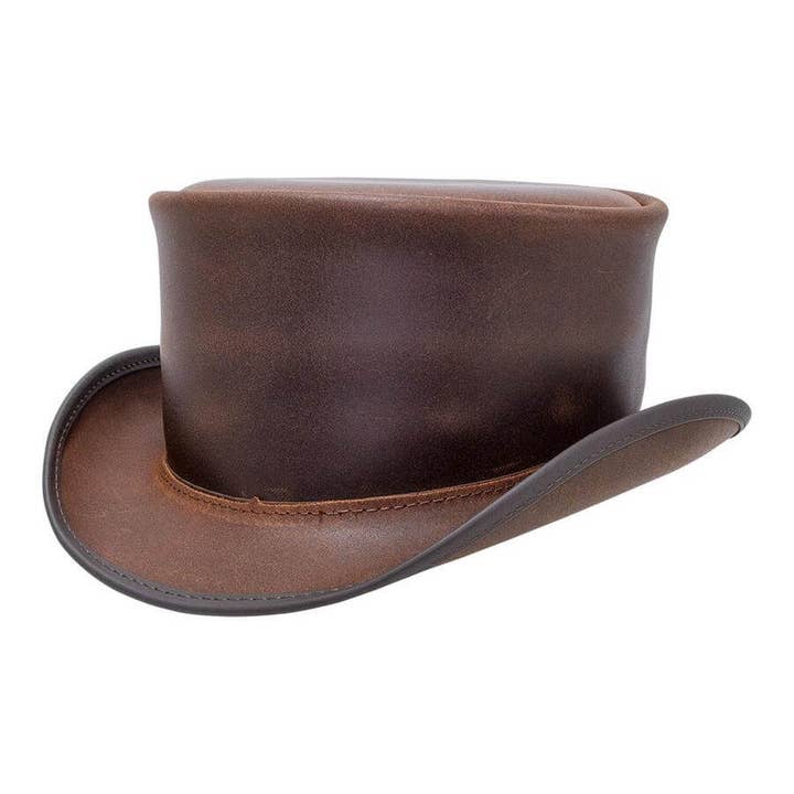 American Hat Makers - Wholesale Fedora - Unisex - Genuine Leather Top Hat - Style Marlow Unbanded5