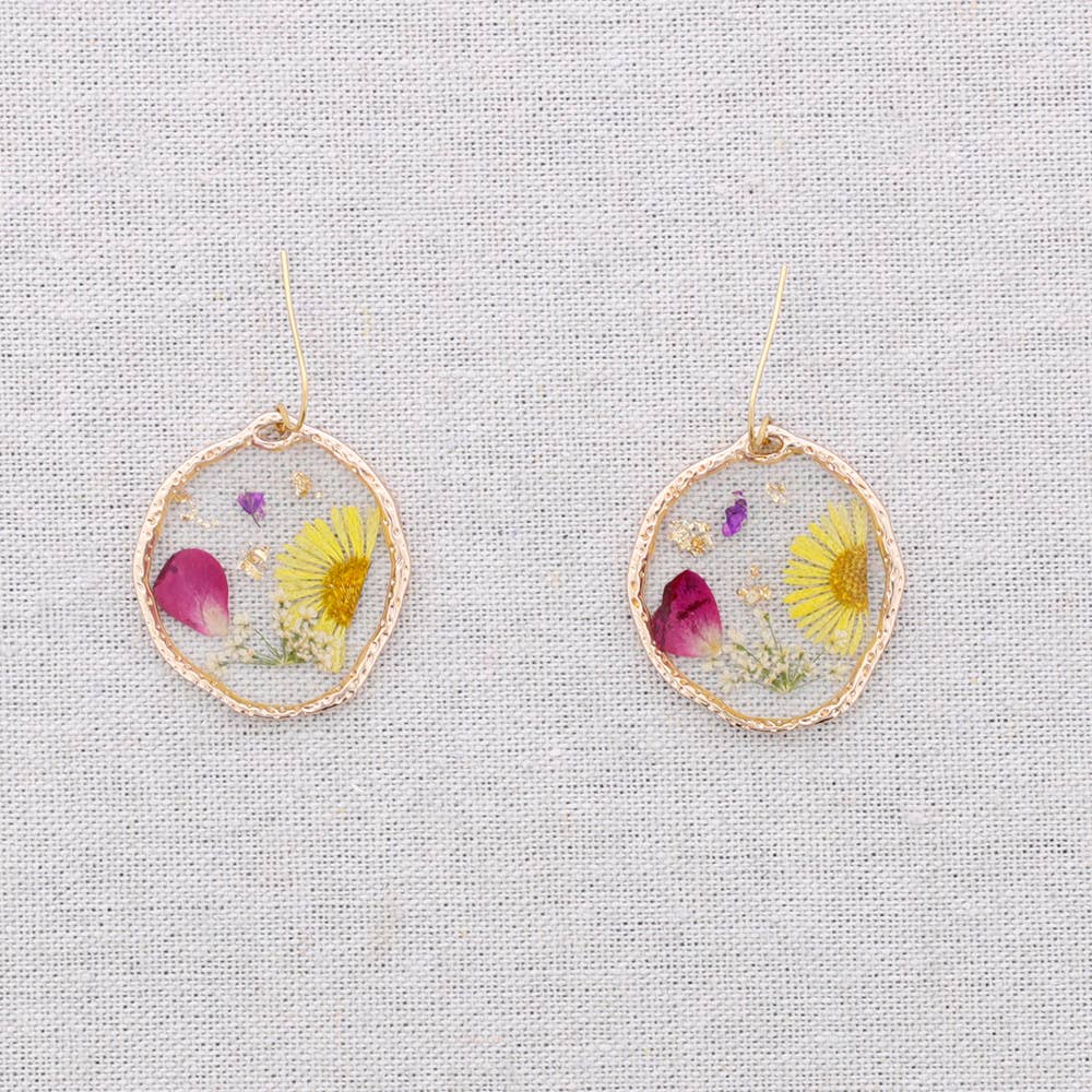 Sonata – wholesale Snap jewellery – Hanging Steel Earrings with Dried Flowers8