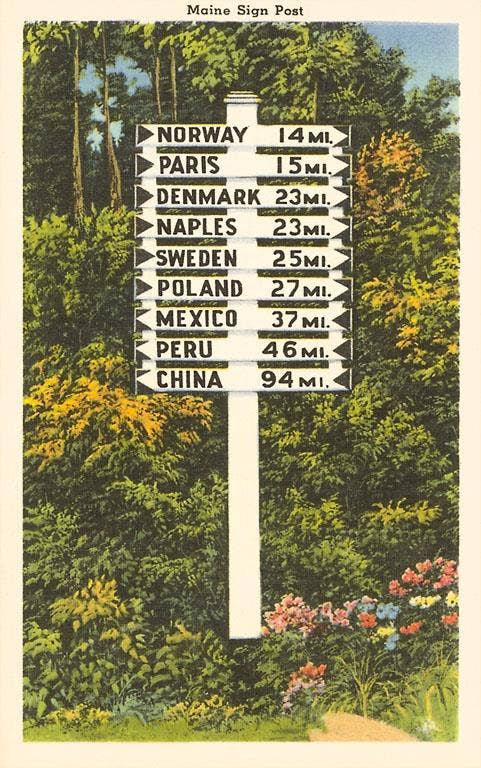 Found Image Press – wholesale Art print – Art Print ME-174 Maine Sign Post0