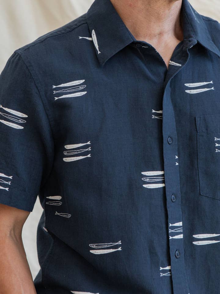 Harbor Slim Shirt / Navy Pacific Herring for wholesale on Faire