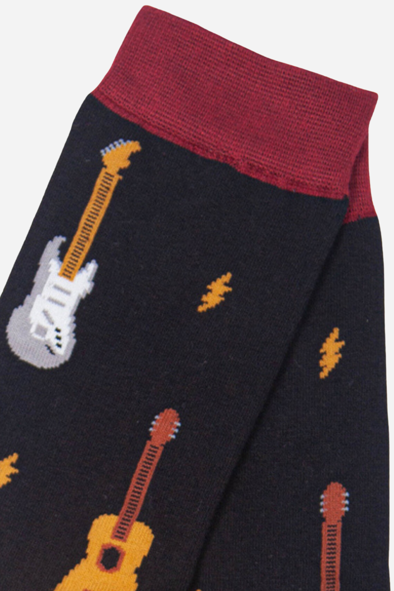 Sock Talk – wholesale Socks – Men's – Black Men's Mixed Guitar Print Bamboo Socks2