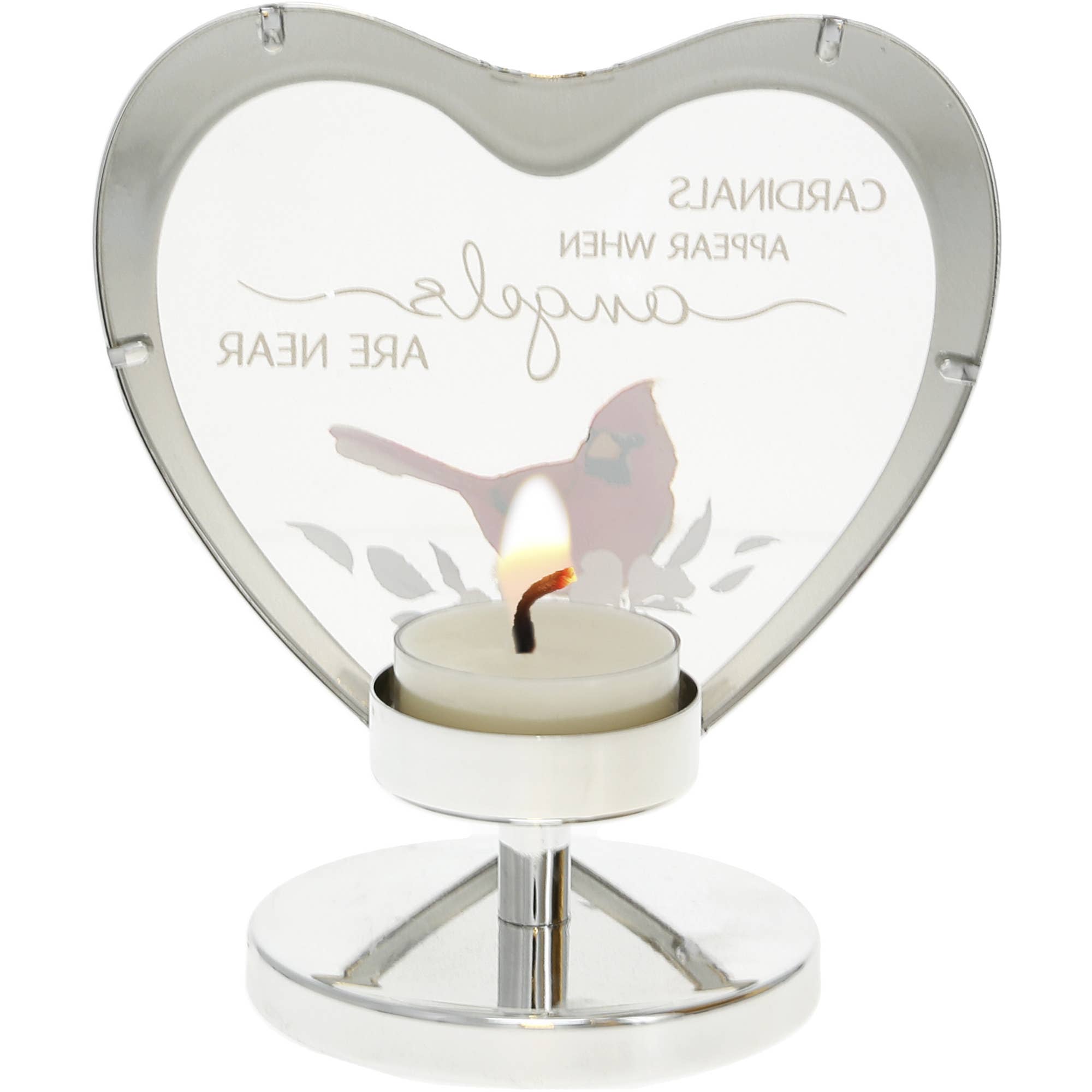 Pavilion - Wholesale Candle Holder - Cardinals Appear - 5" Glass Heart Tea Light Holder6