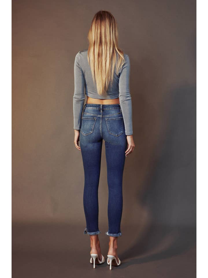 Kan Can USA - Vendita all'ingrosso Jeans - Donna - VITA ALTA SPACCO ORLO SFILACCIATO CAVIGLIA SKINNY-KC9243M4