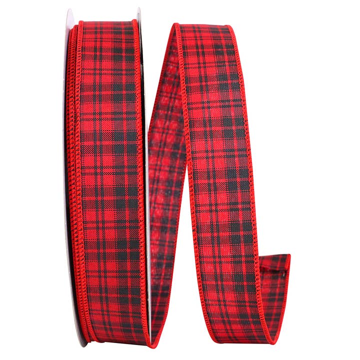 Buffalo Mini Plaid Value Wired Edge, Red/black, 1-1/2 In for wholesale by RELIANT RIBBON