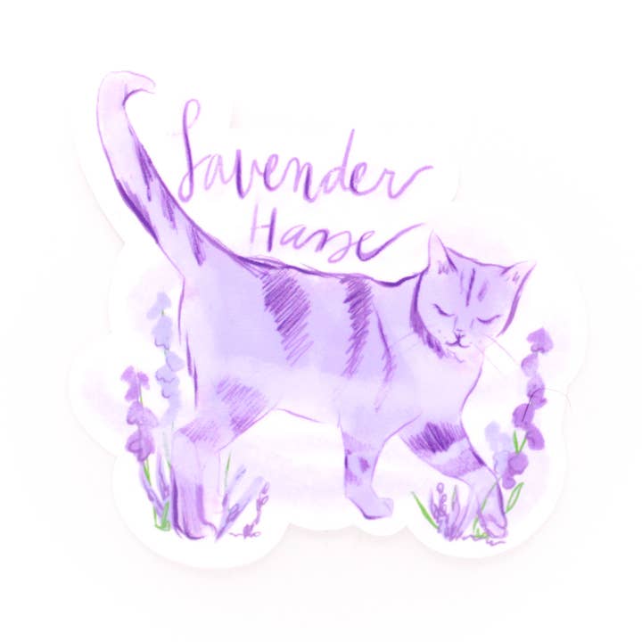Amy Hartelust Art and Illustration - Wholesale Sticker - Lavender Haze Cat Vinyl Sticker1