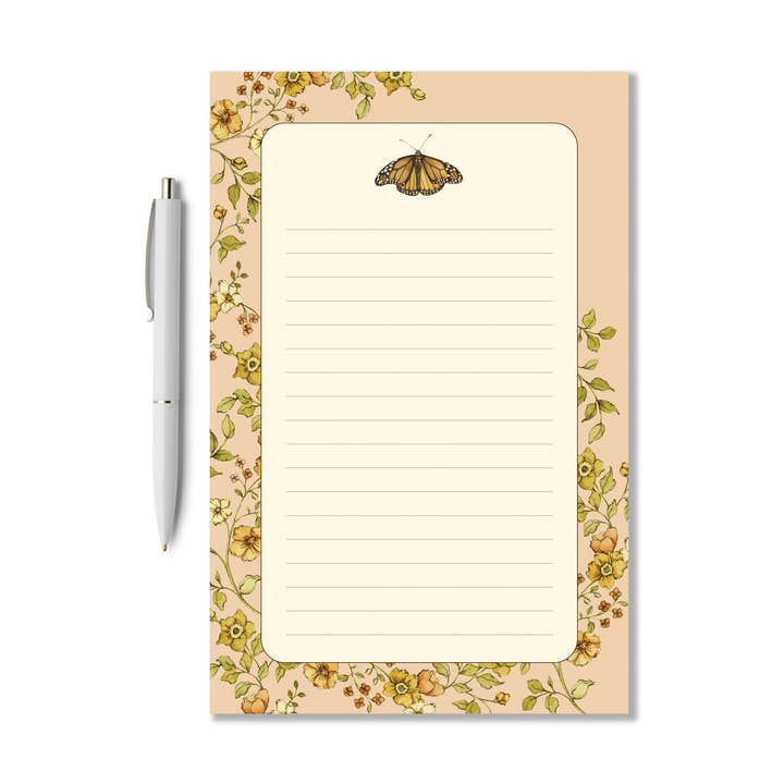 Blocco Note Lista di Cose da Fare con Farfalla Monarca e Fiori per la vendita all'ingrosso da parte di Corrissa Flesher Art & Designs