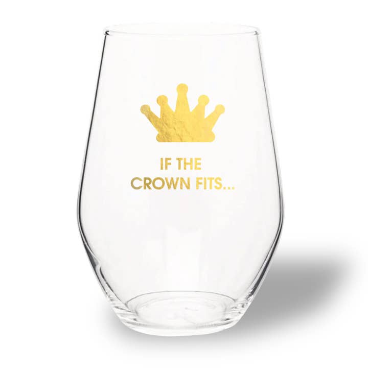 Se la corona calza - Bicchiere da vino senza stelo con lamina dorata per la vendita all'ingrosso da parte di Chez Gagné