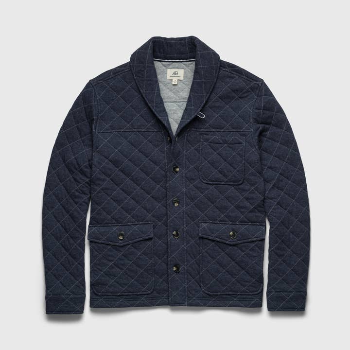 Austin Quilted Shawl Cardigan – Navy Heather for wholesale by SURFSIDESUPPLY