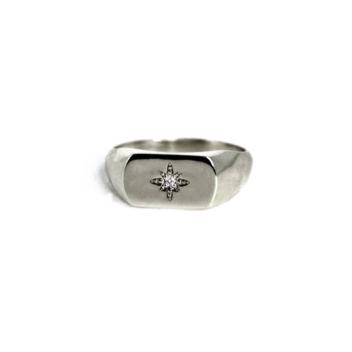 10K Naturlig Diamant Polaris Stjernetegn Signet Guld Ring for engroshandel hos AdoreJ Jewelry Wholesale