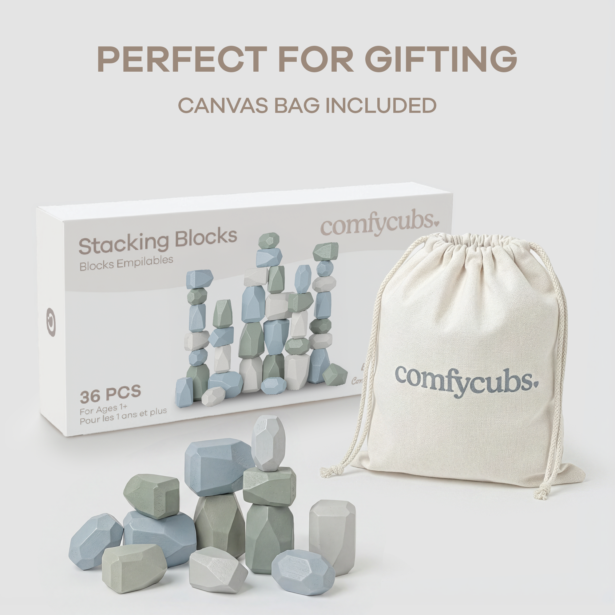 Comfy Cubs – Großhandel Bauklötze – Kind & Baby – Steine stapeln, 36 Stück Holzstapelsteine von Comfy Cubs13