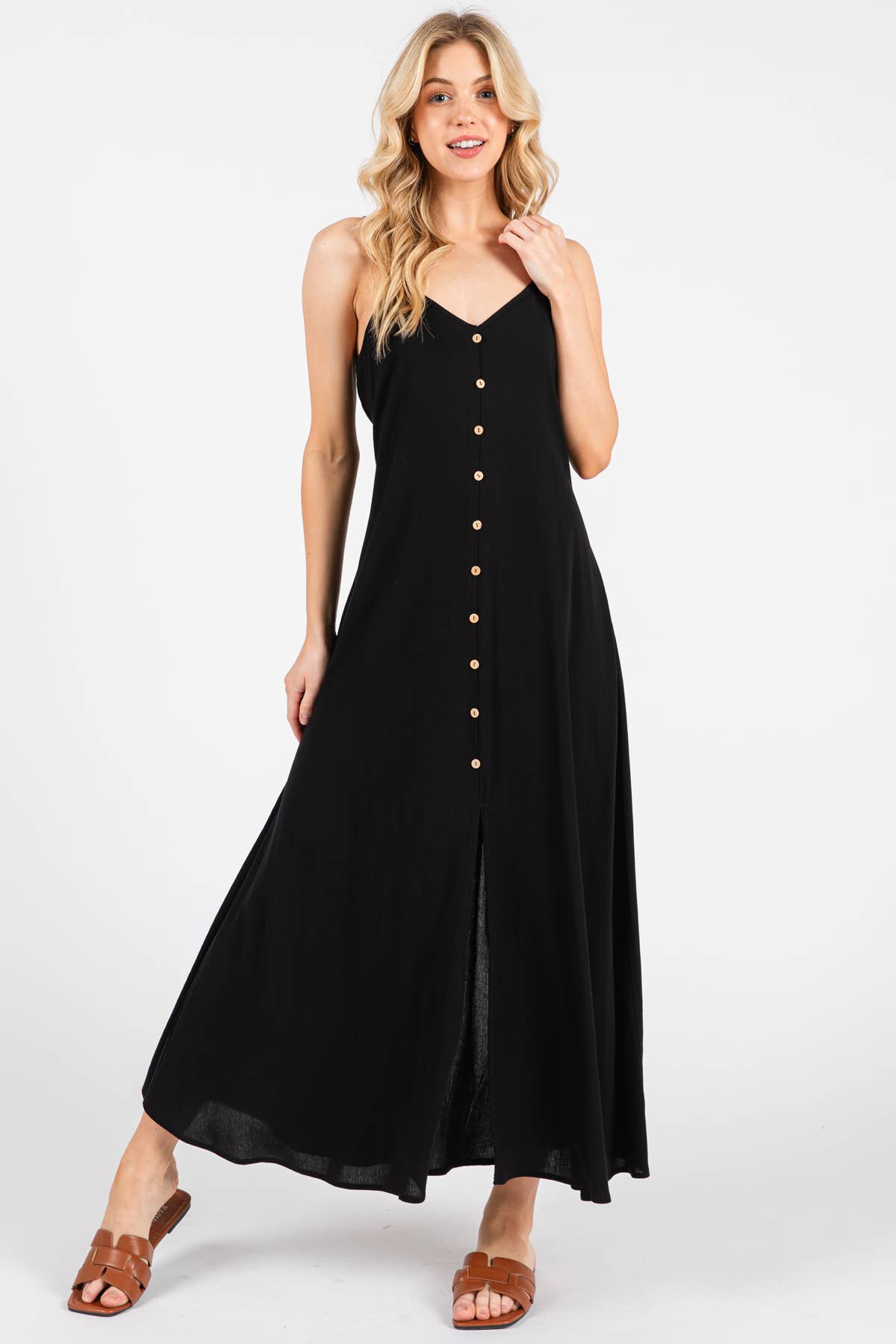 Final Touch - Vente Robe – femme - Robe fluide en mousseline épaisse avec boutons contrastants - ND40209-HV11