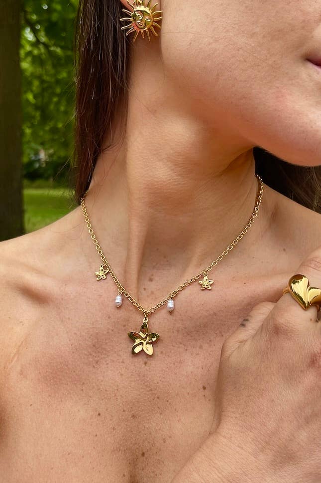 Gold Stainless steel necklaces 224RX68 for wholesale on Faire