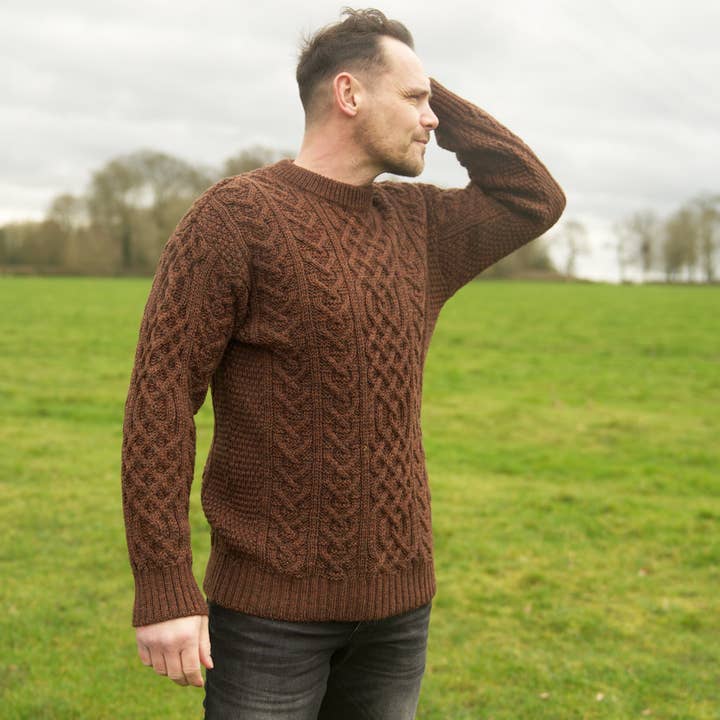 Mars Knitwear - Wholesale Pullover-trui - Uniseks - British Wool Aran kabeltrui - sablebruin1