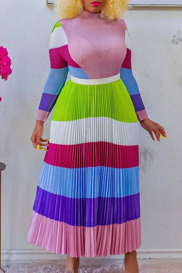 Aria Romance - Wholesale Top & Skirt Set - Women's - Pleated Print Two-Piece Set2