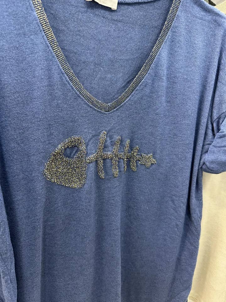 Mimi & Gogo - Wholesale Knit Sweater - Women's - Fine mesh embroidered big fish sweater lux @906443_PulGPoi8