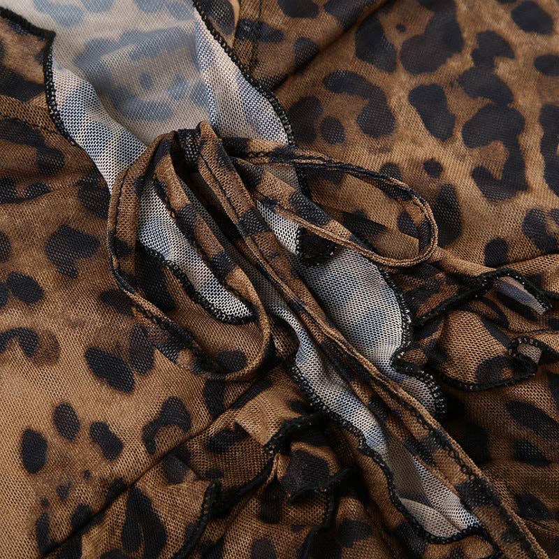 Brown Irregular String Leopard Print Sexy Top DPT2626 for wholesale on Faire6